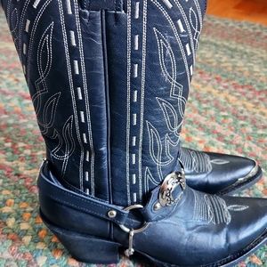 Women's  black cowboy boots size 7 1/2 with added boot bracelets